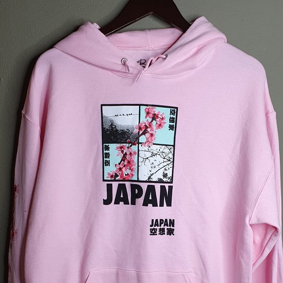 FINAL PRICE!!! Bowery Supply Co. Japanese Cherry Blossom Pink Hoodie SIZE LARGE - Picture 1 of 4